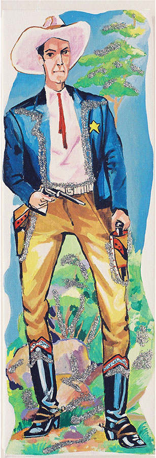 Fernanda Laguna, Cowboy, 1994, acrilico sobre tela y brillantina, 30 x 14 cm