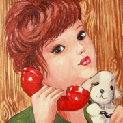 Fernanda Laguna - Chica con teléfono, 1995, acrílico sobre tela, 18 x15,5 cm